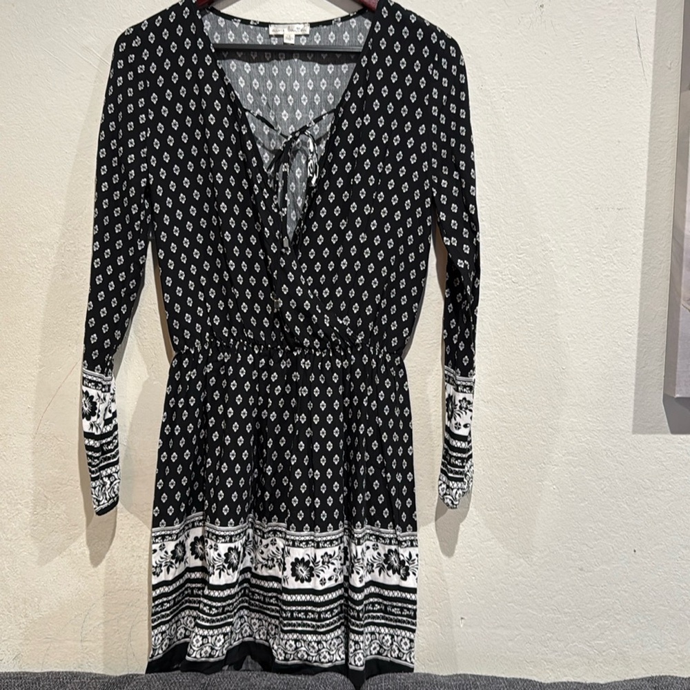 Black and white floral mini dress
